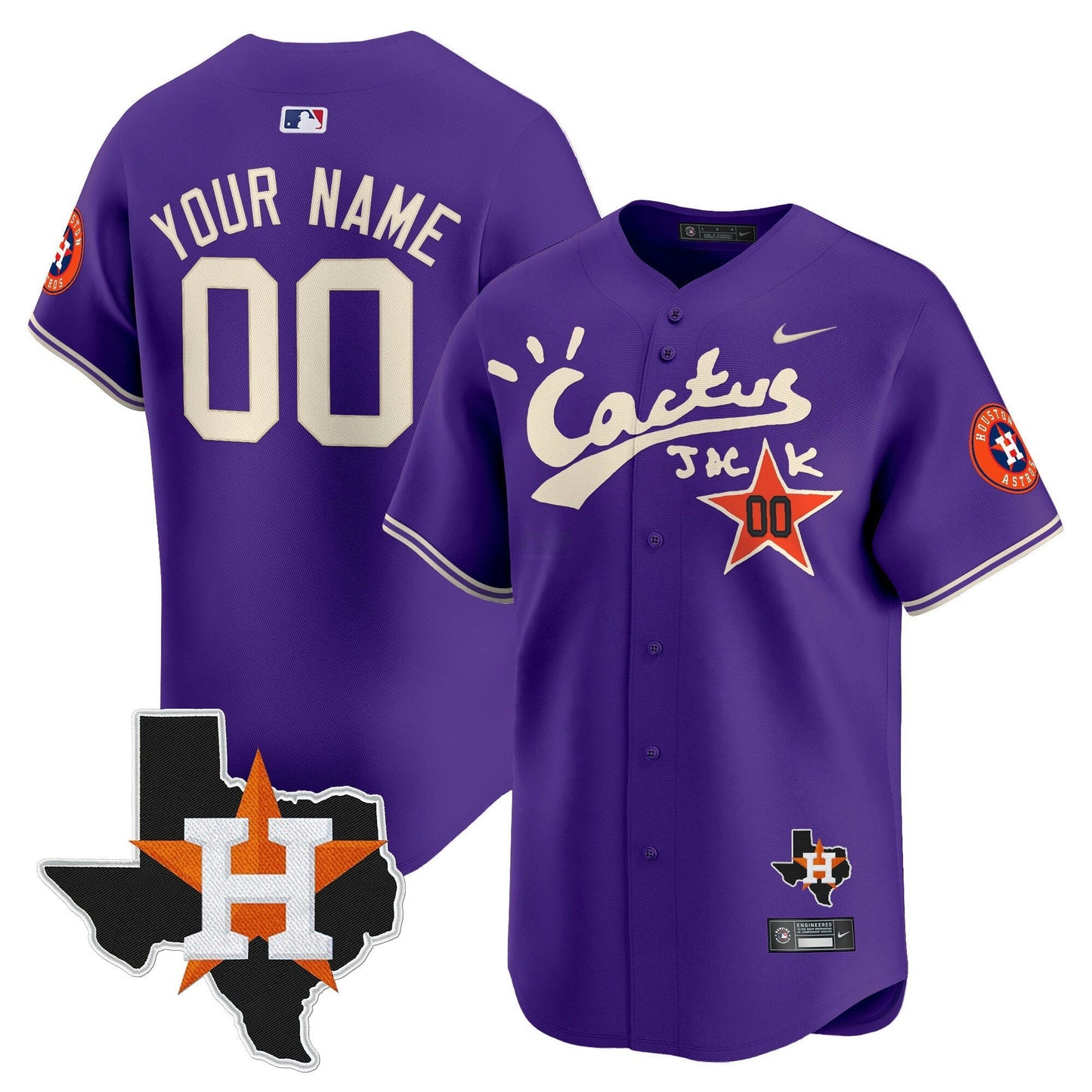 Camisa MLB Houston Cactus Jack Patch Vapor Premier Limited Jersey V11 – Stitched