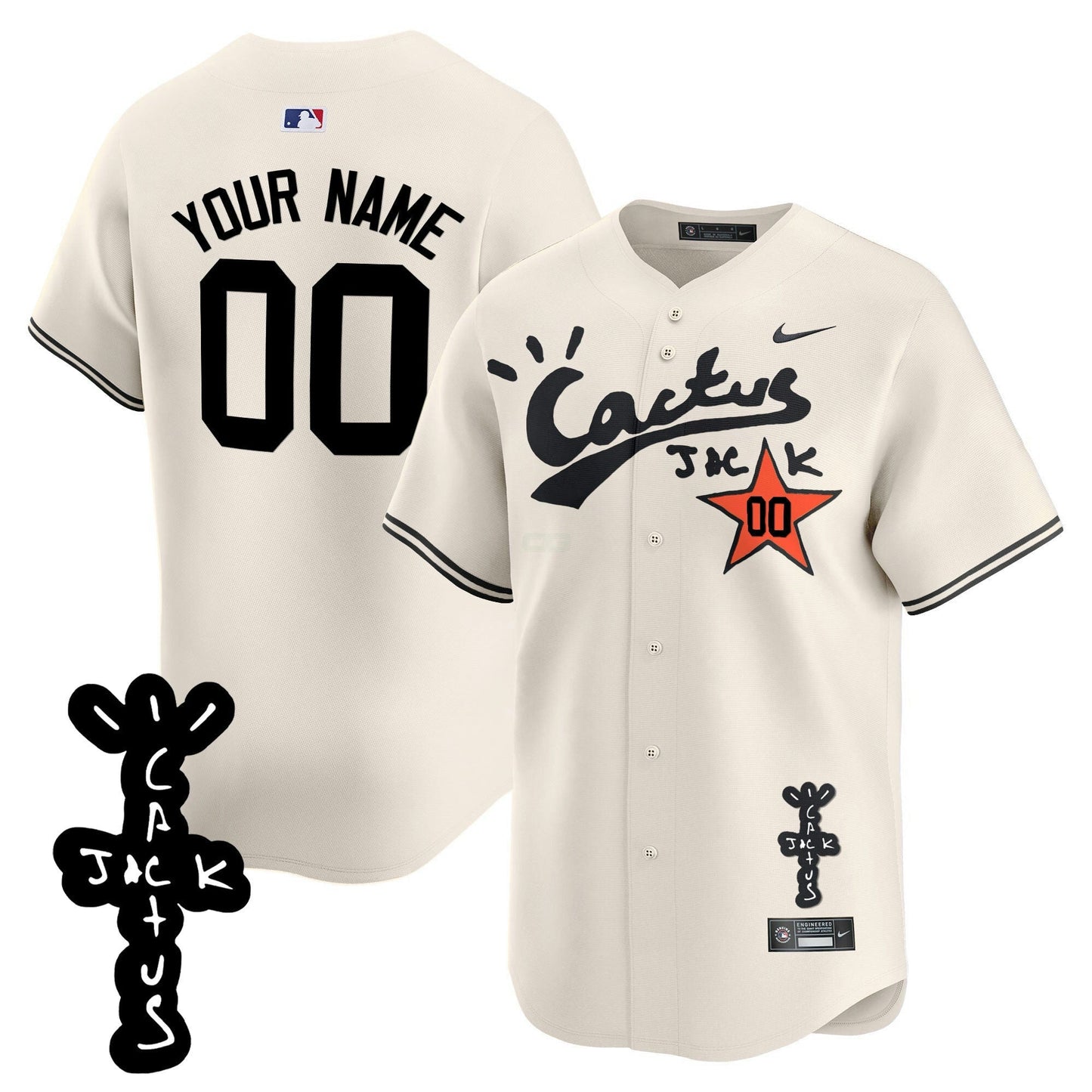 Camisa MLB Houston Cactus Jack Patch Vapor Premier Limited Jersey V2 – Stitched
