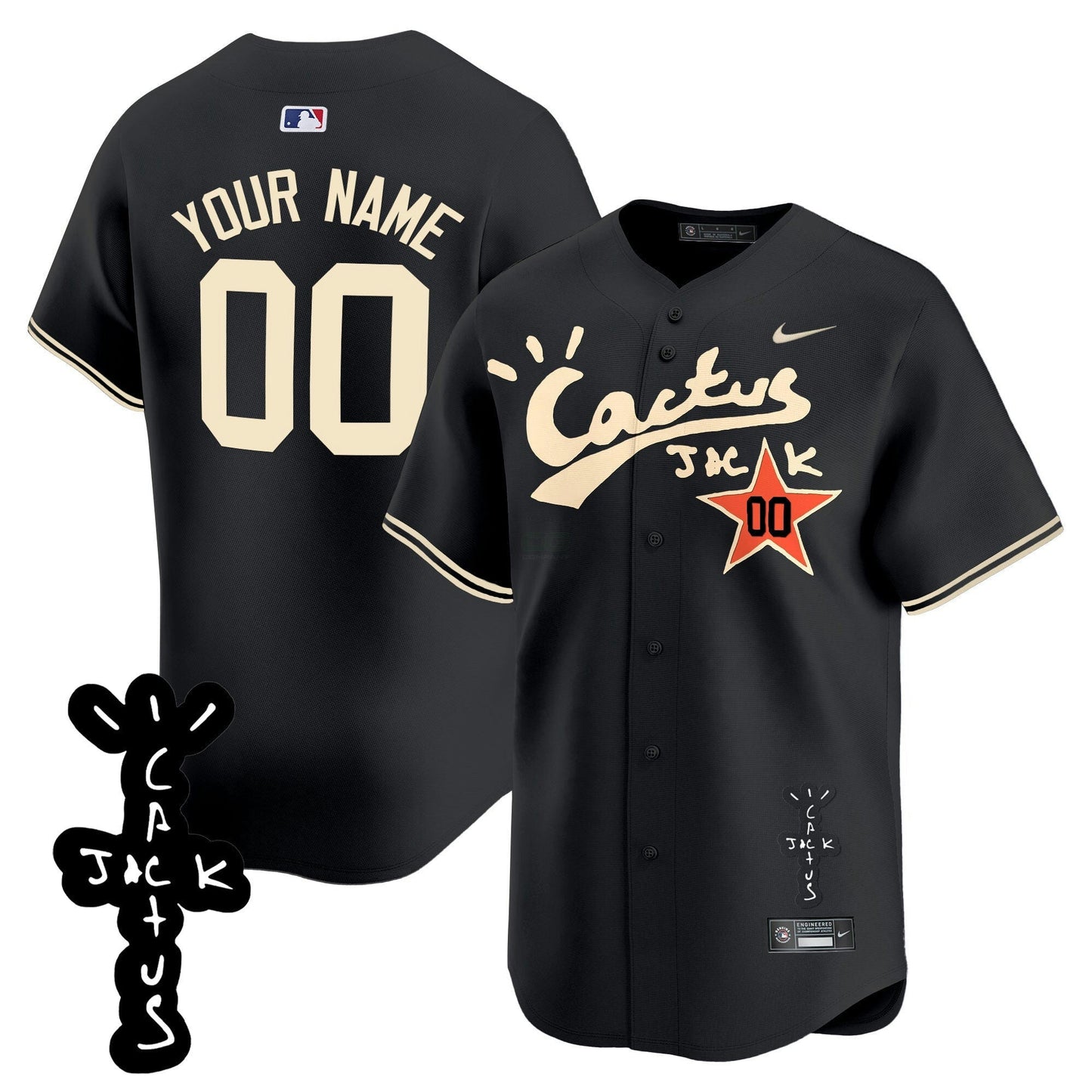Camisa MLB Houston Cactus Jack Patch Vapor Premier Limited Jersey V2 – Stitched