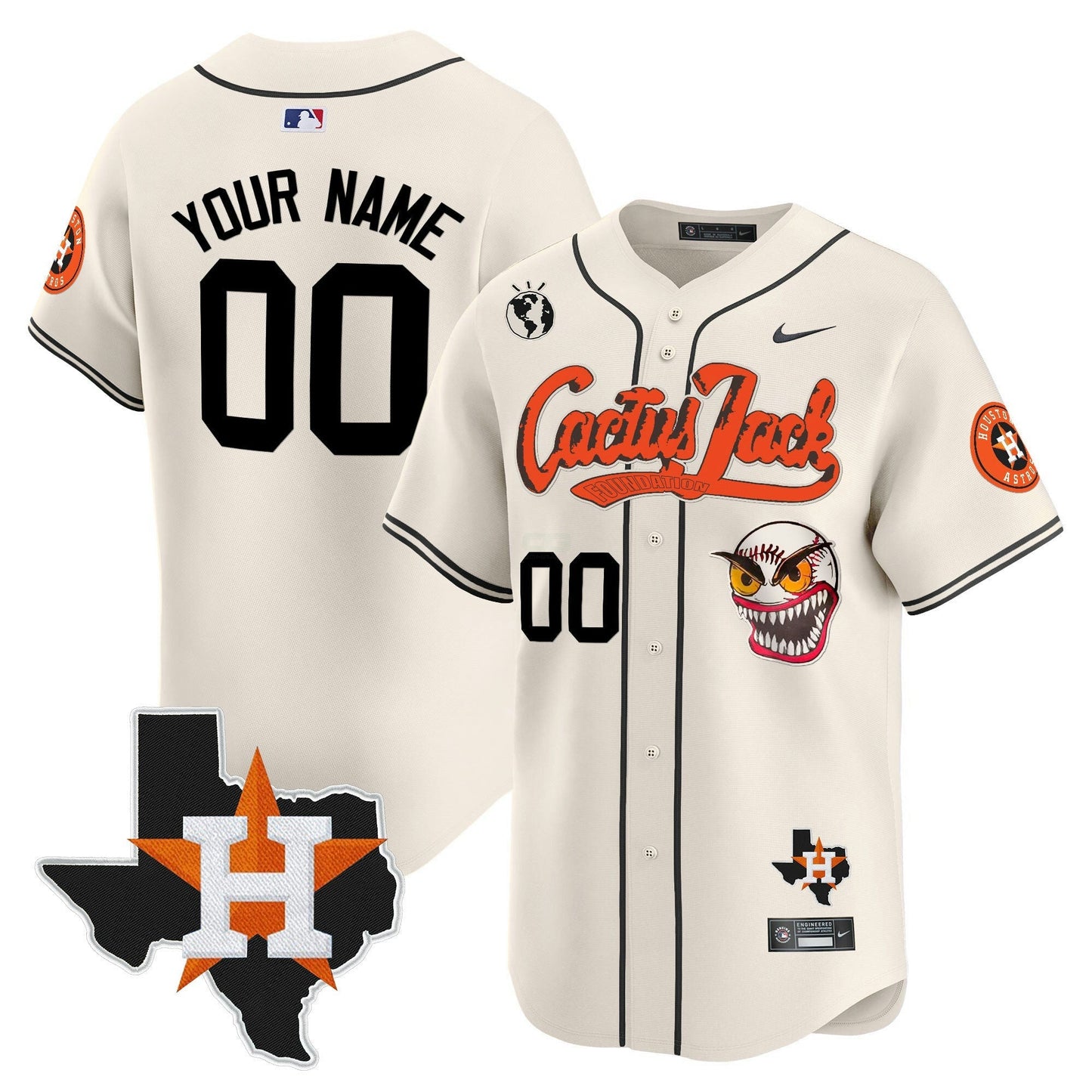 Camisa MLB Houston Cactus Jack Patch Vapor Premier Limited Jersey V6 – Stitched