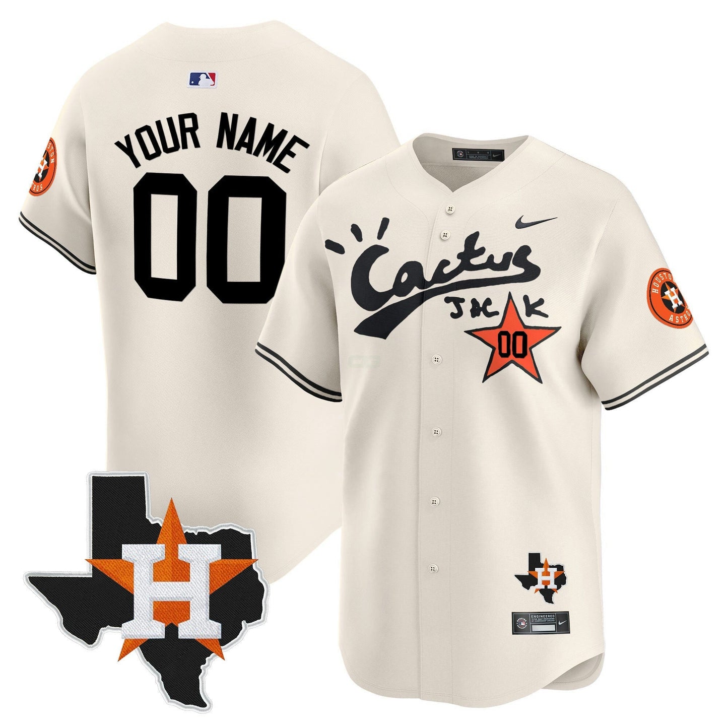Camisa MLB Houston Cactus Jack Patch Vapor Premier Limited Jersey V7 – Stitched