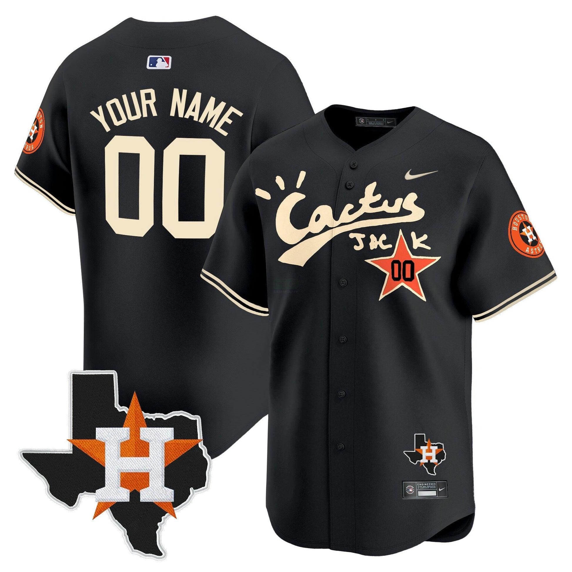 Camisa MLB Houston Cactus Jack Patch Vapor Premier Limited Jersey V7 – Stitched