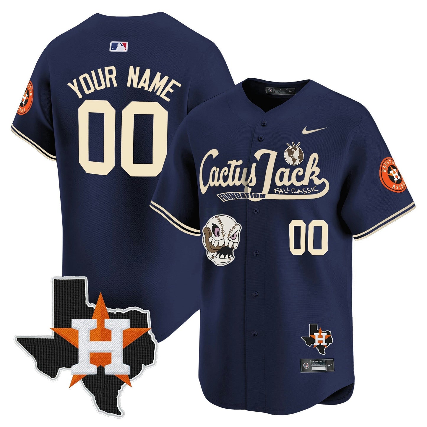 Camisa MLB Houston Cactus Jack Patch Vapor Premier Limited Jersey V8 – Stitched
