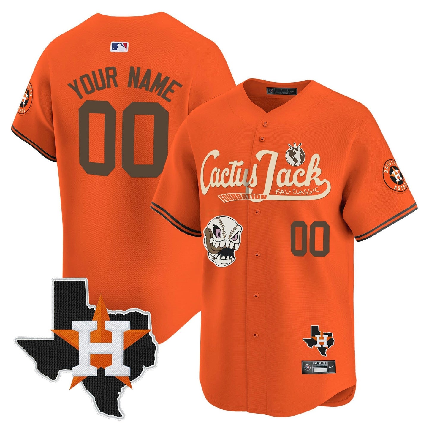 Camisa MLB Houston Cactus Jack Patch Vapor Premier Limited Jersey V8 – Stitched
