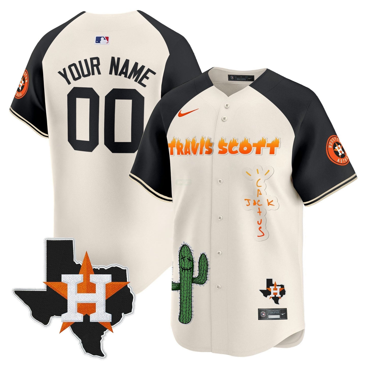 Camisa MLB Houston Cactus Jack Patch Vapor Premier Limited Jersey V9 – Stitched