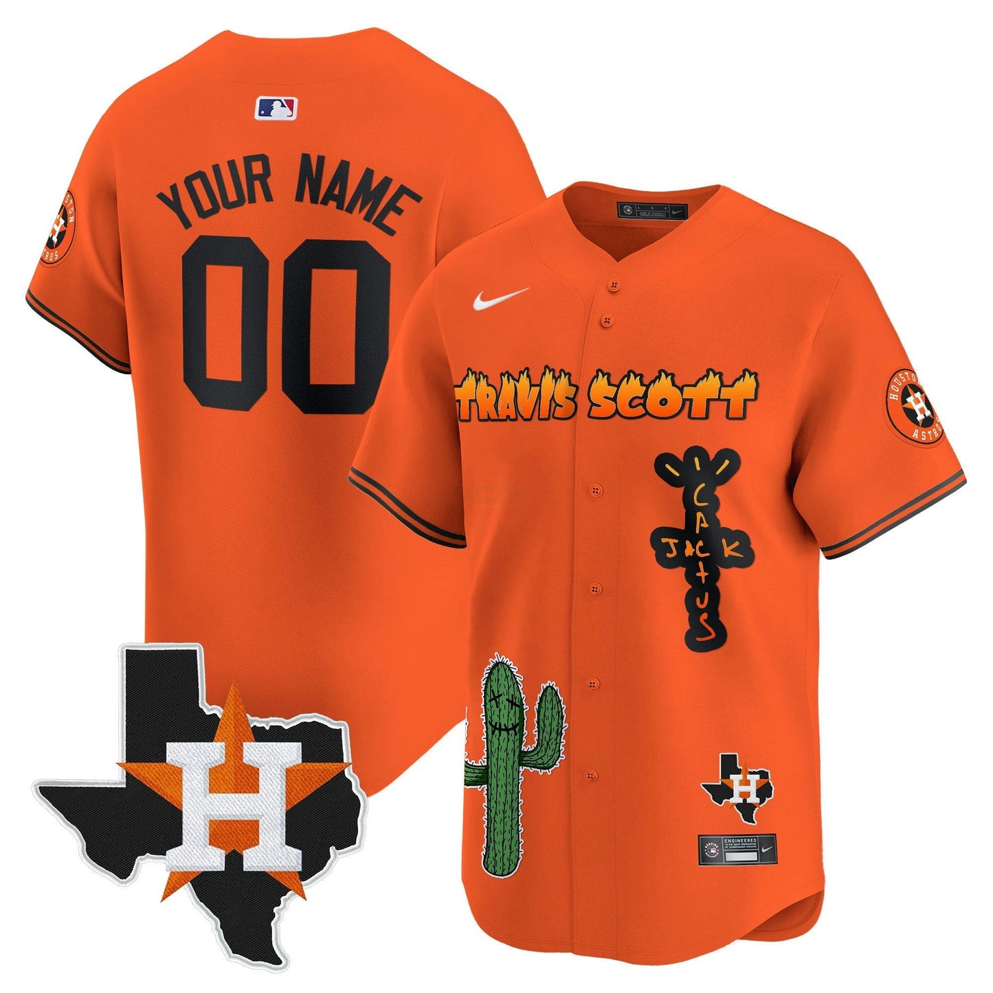 Camisa MLB Houston Cactus Jack Patch Vapor Premier Limited Jersey V9 – Stitched