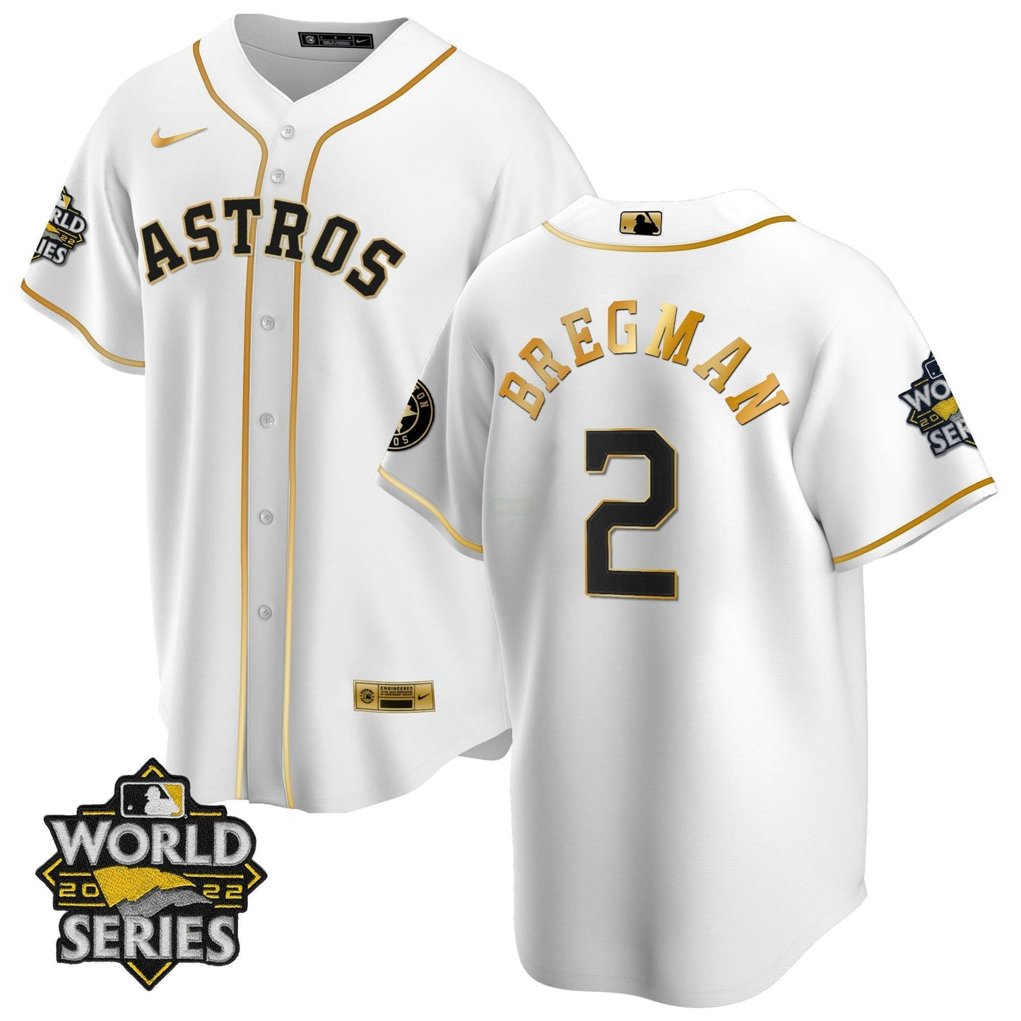 Camisa MLB Houston Cool Base Branca Dourada 2022 World Series Jersey