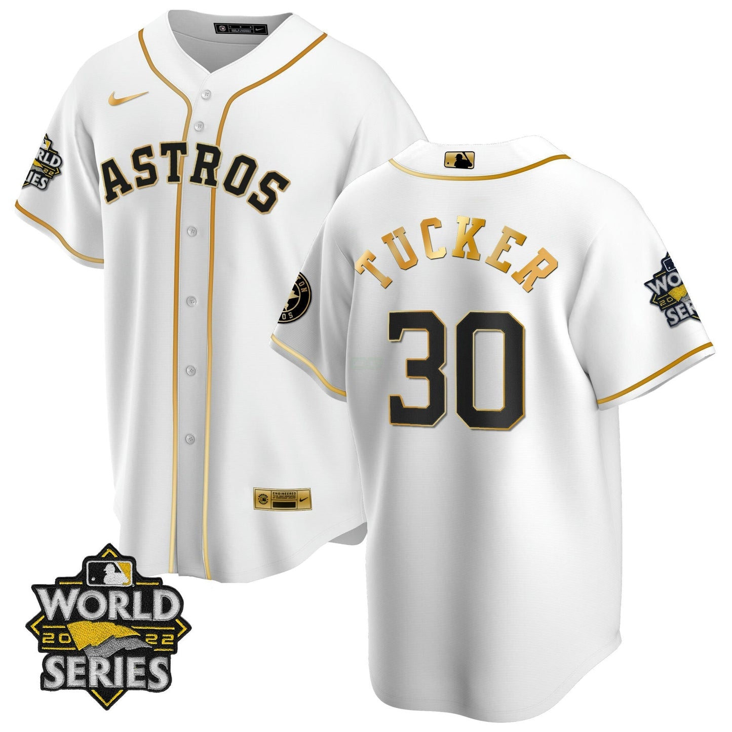 Camisa MLB Houston Cool Base Branca Dourada 2022 World Series Jersey