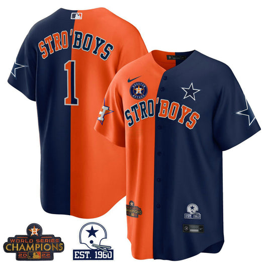 Camisa MLB Houston Dallas Cowboys Split Jersey - Laranja Azul Marinho