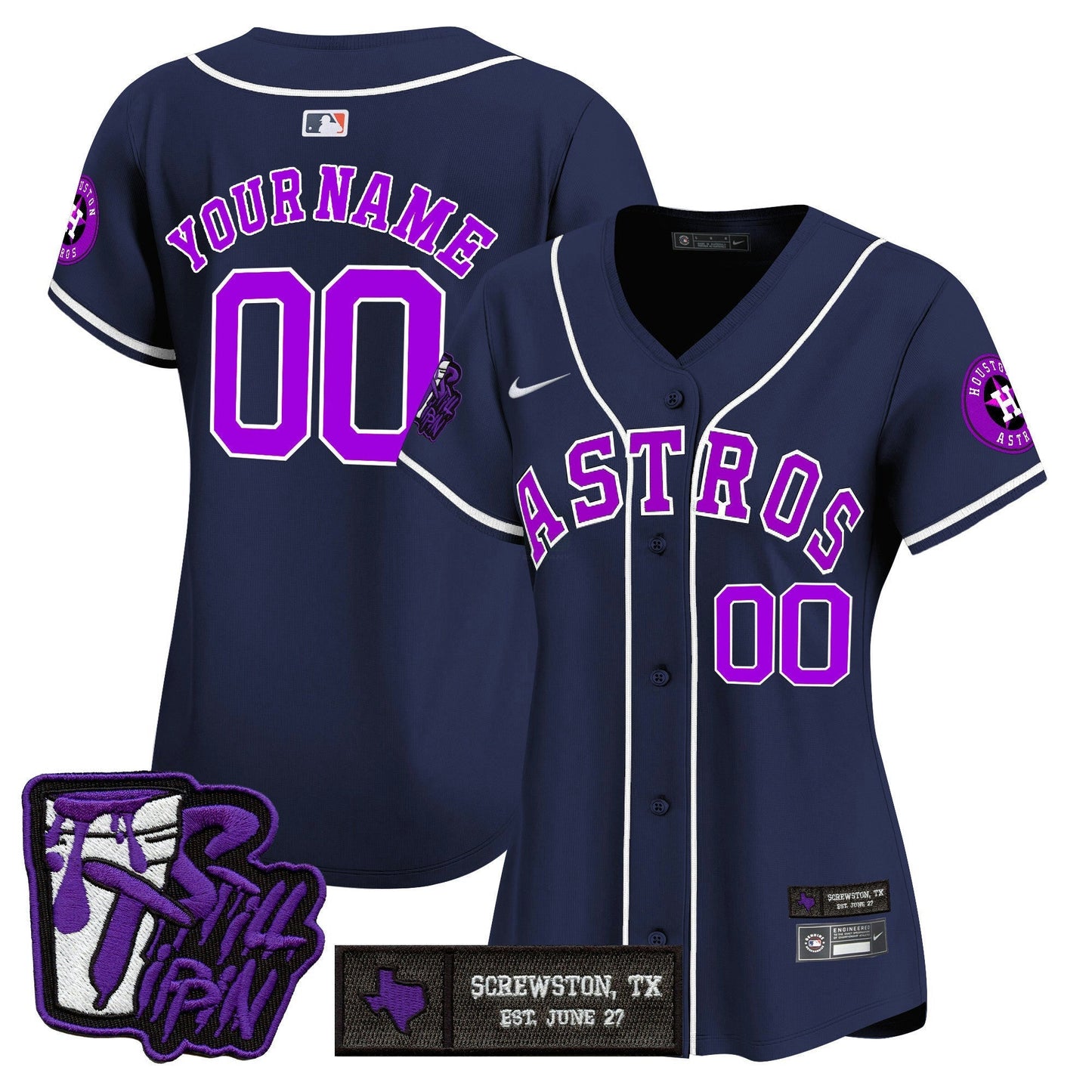Camisa MLB Houston DJ Screw Still Tippin Purple Patch Vapor Premier Limited Jersey – Stitched