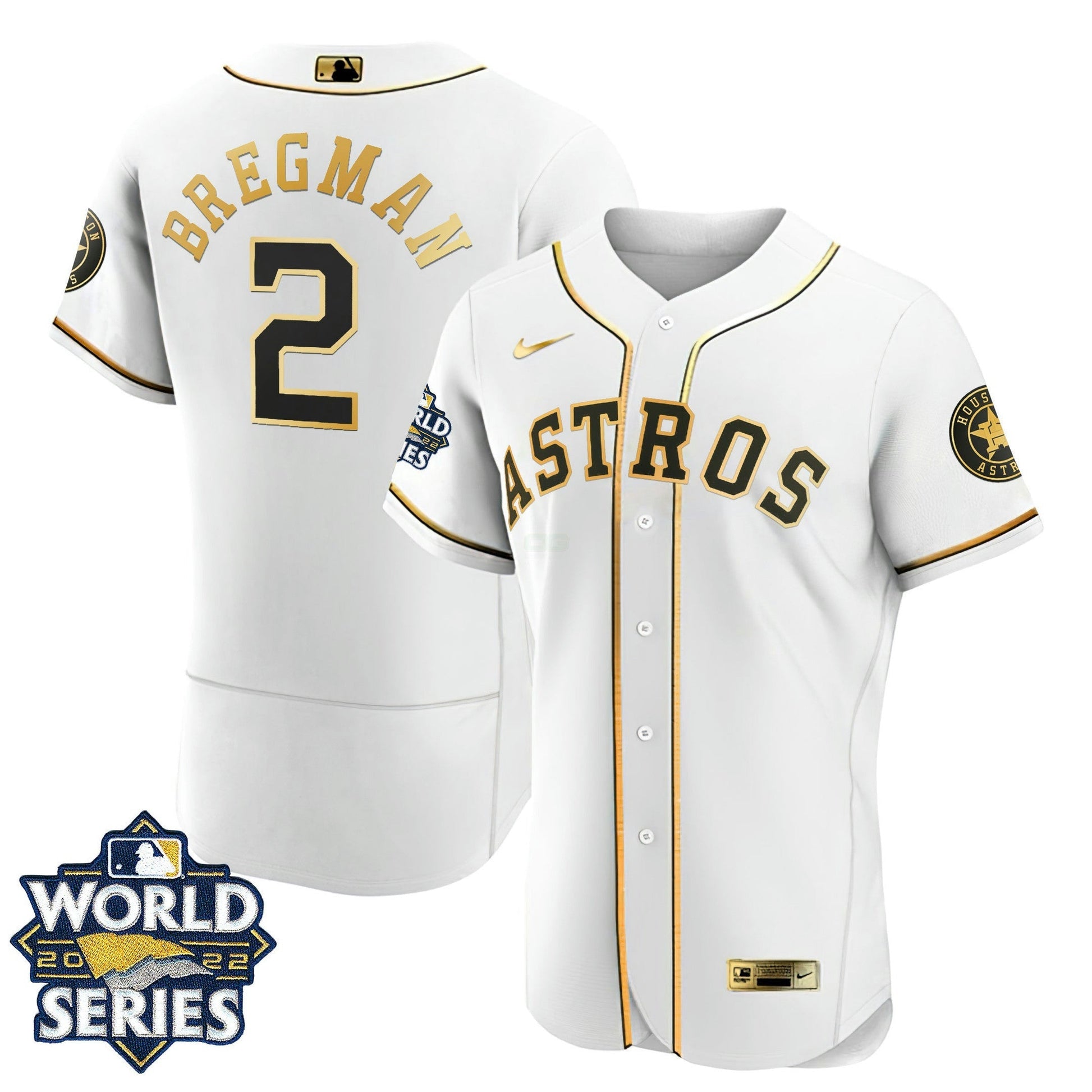 Camisa MLB Houston Flex Base Branca Dourada 2022 World Series Jersey