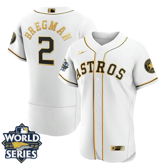 Camisa MLB Houston Flex Base Branca Dourada 2022 World Series Jersey