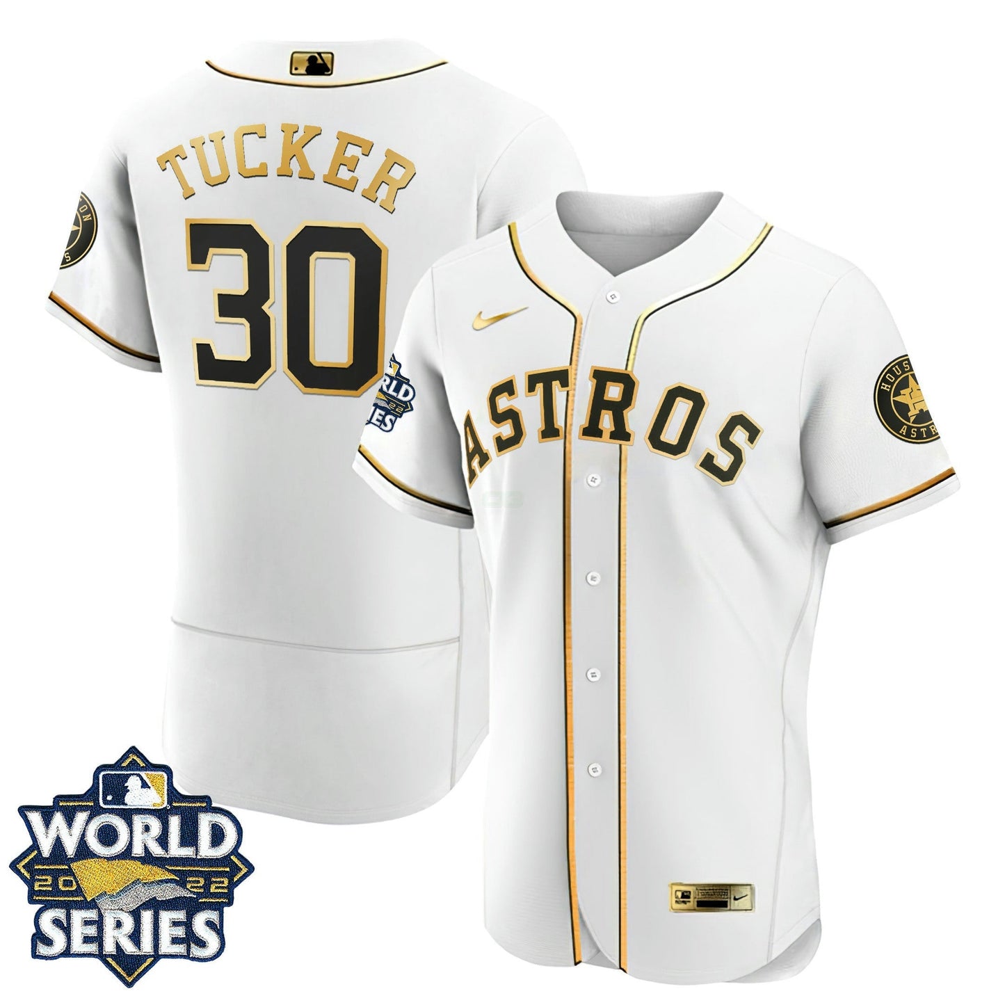 Camisa MLB Houston Flex Base Branca Dourada 2022 World Series Jersey