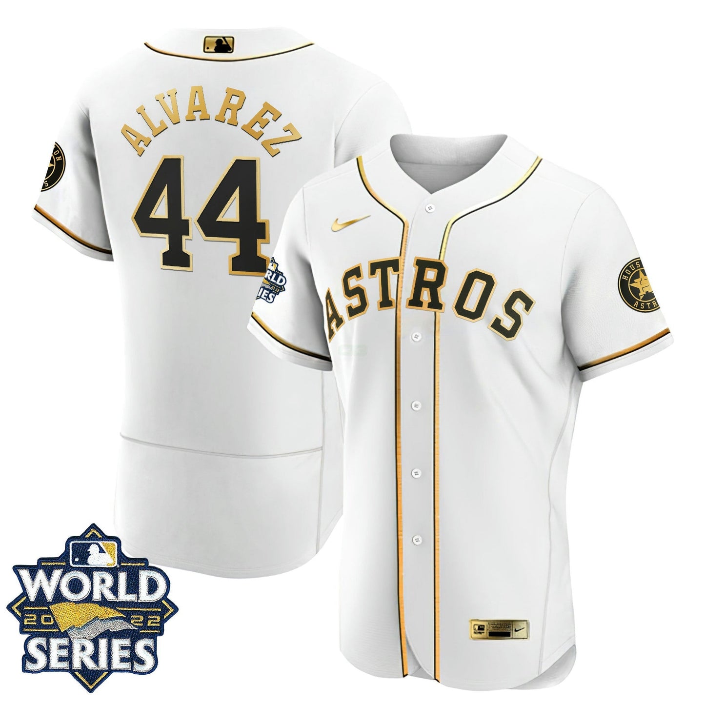Camisa MLB Houston Flex Base Branca Dourada 2022 World Series Jersey