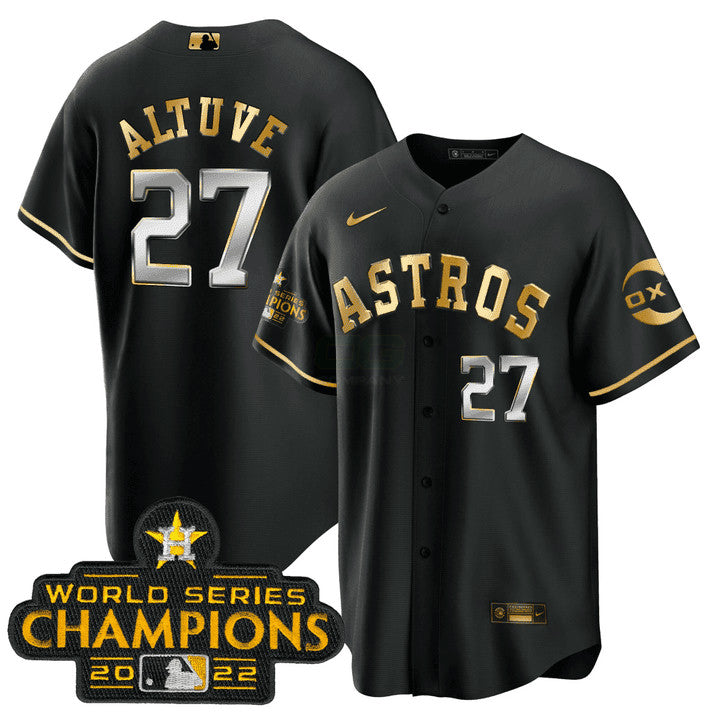 Camisa MLB Houston José Altuve Black Gold Rush Jersey