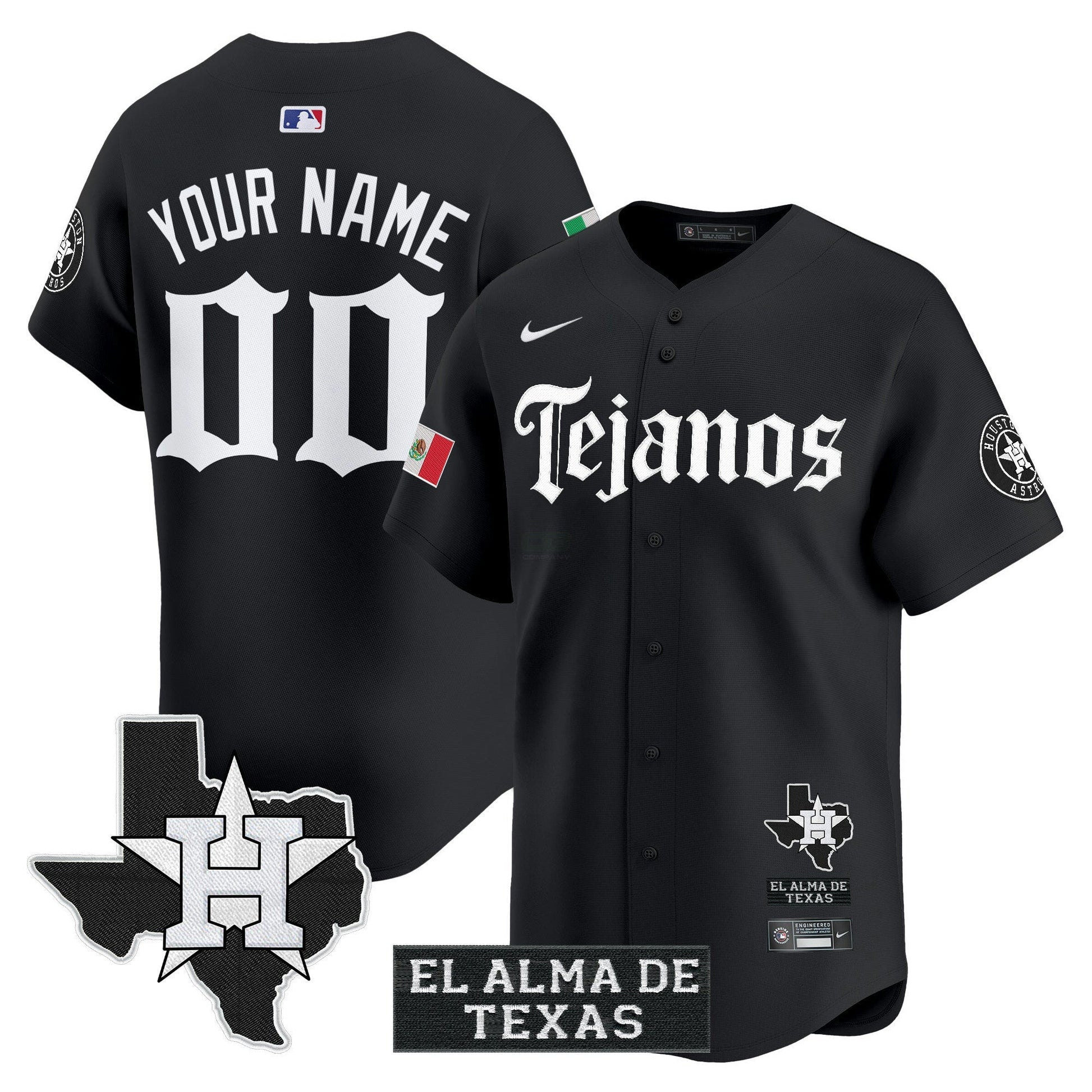Camisa MLB Houston Mexico Tejano Barrio Style Vapor Premier Limited Jersey