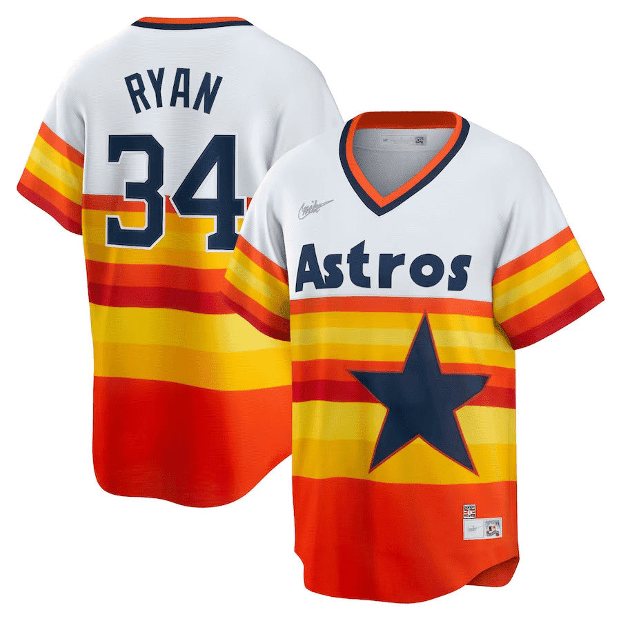 Camisa MLB Houston Nolan Ryan White Home Cooperstown Collection Player Jersey - Nolan Ryan