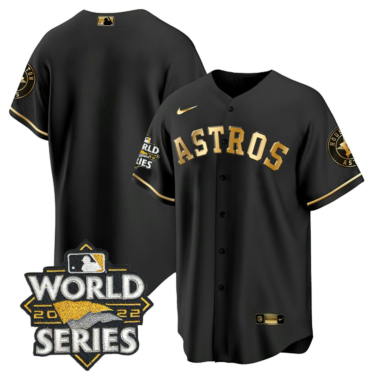 Camisa MLB Houston Preta Dourada & Branca Dourada Team Jersey