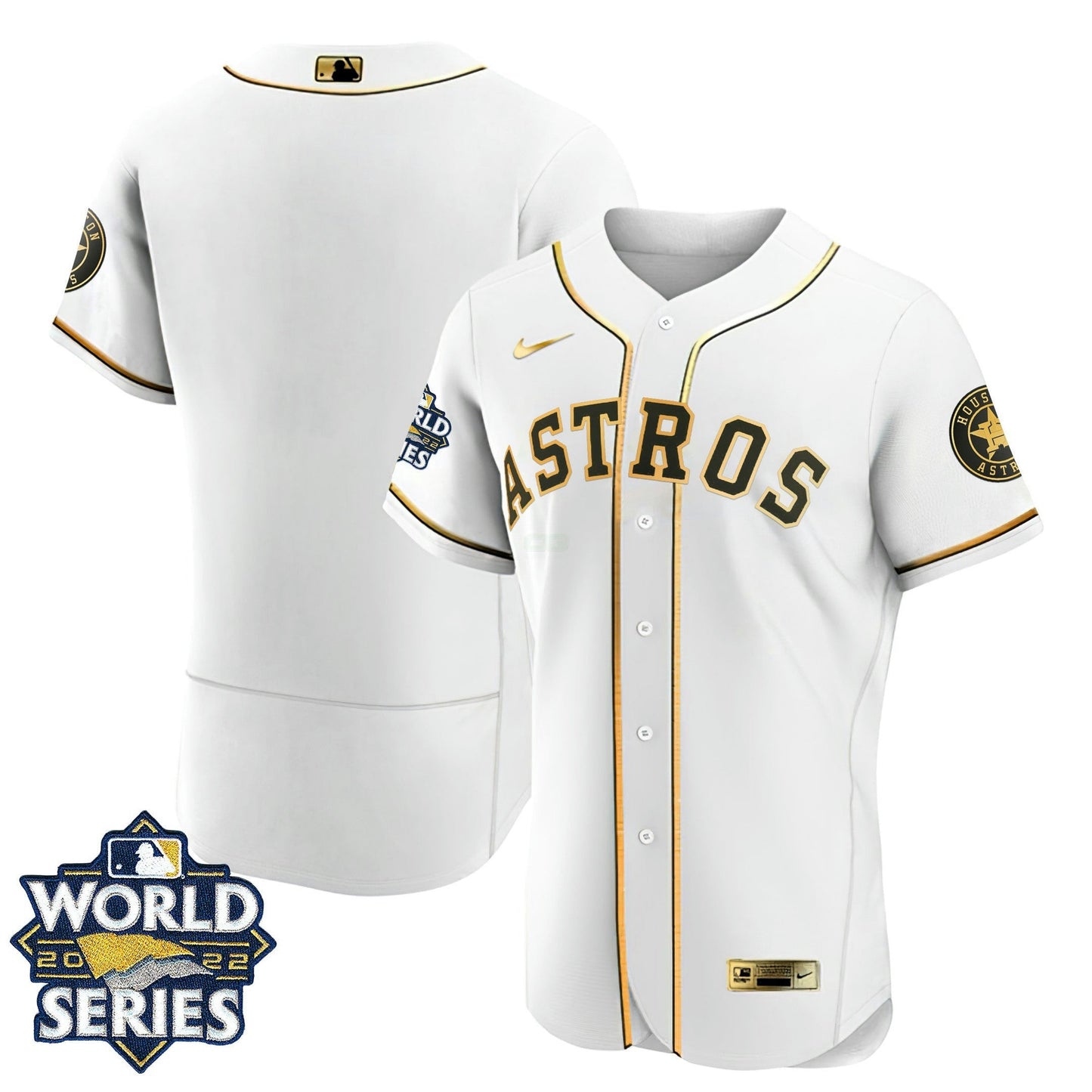Camisa MLB Houston Preta Dourada & Branca Dourada Team Jersey