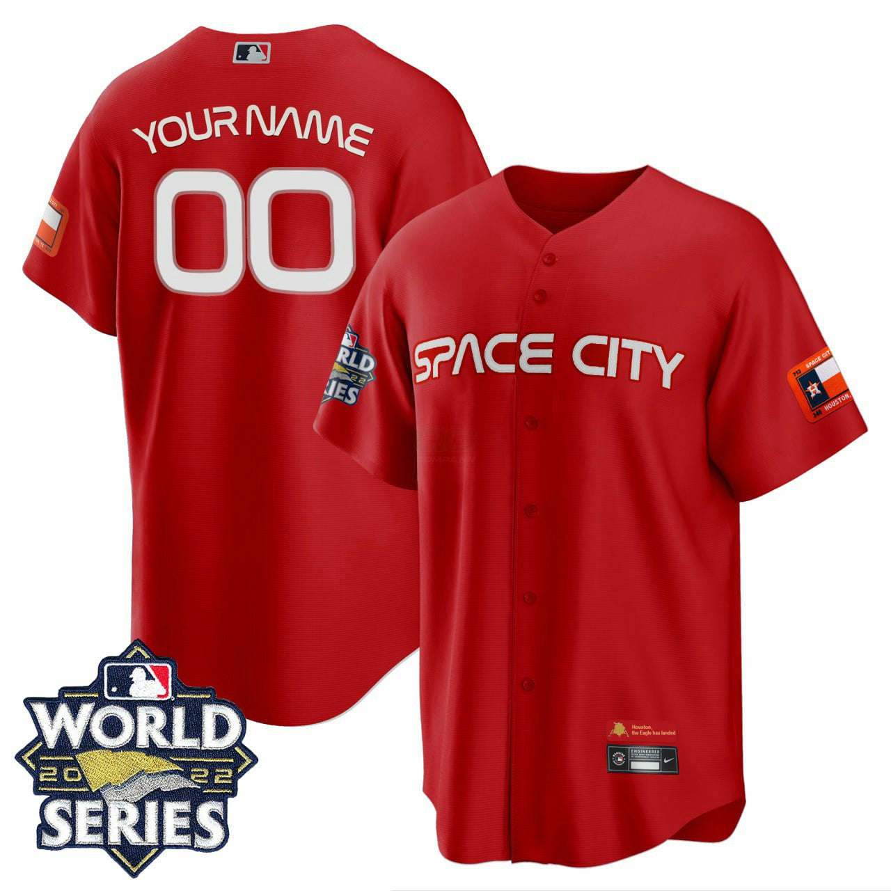 Camisa MLB Houston Space City Custom Red Jersey - Vermelha