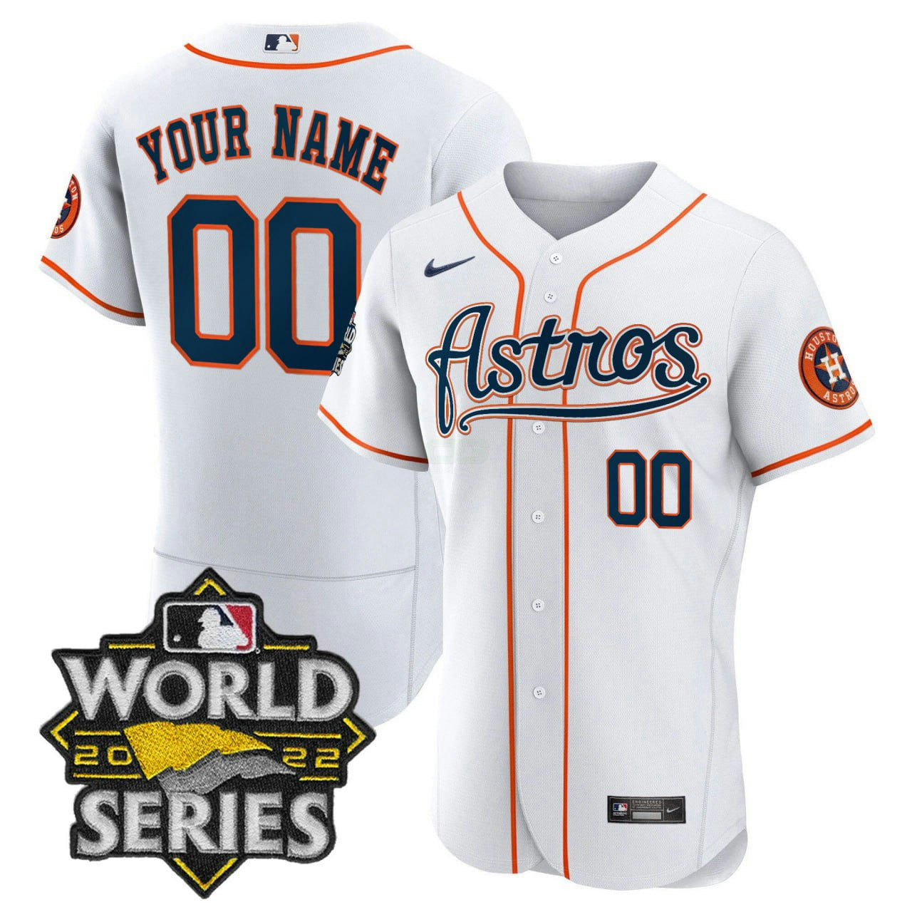 Camisa MLB Houston White Custom World Series Patch Jersey - Branca