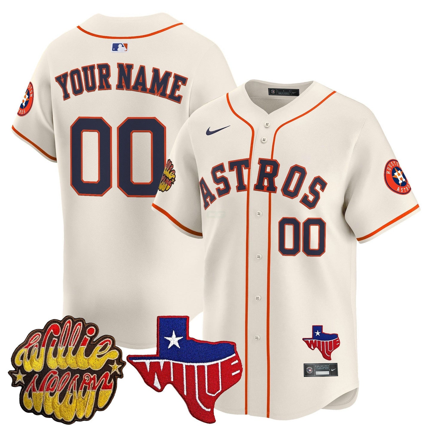 Camisa MLB Houston ‘Willie Nelson Patch’ Vapor Premier Limited Jersey