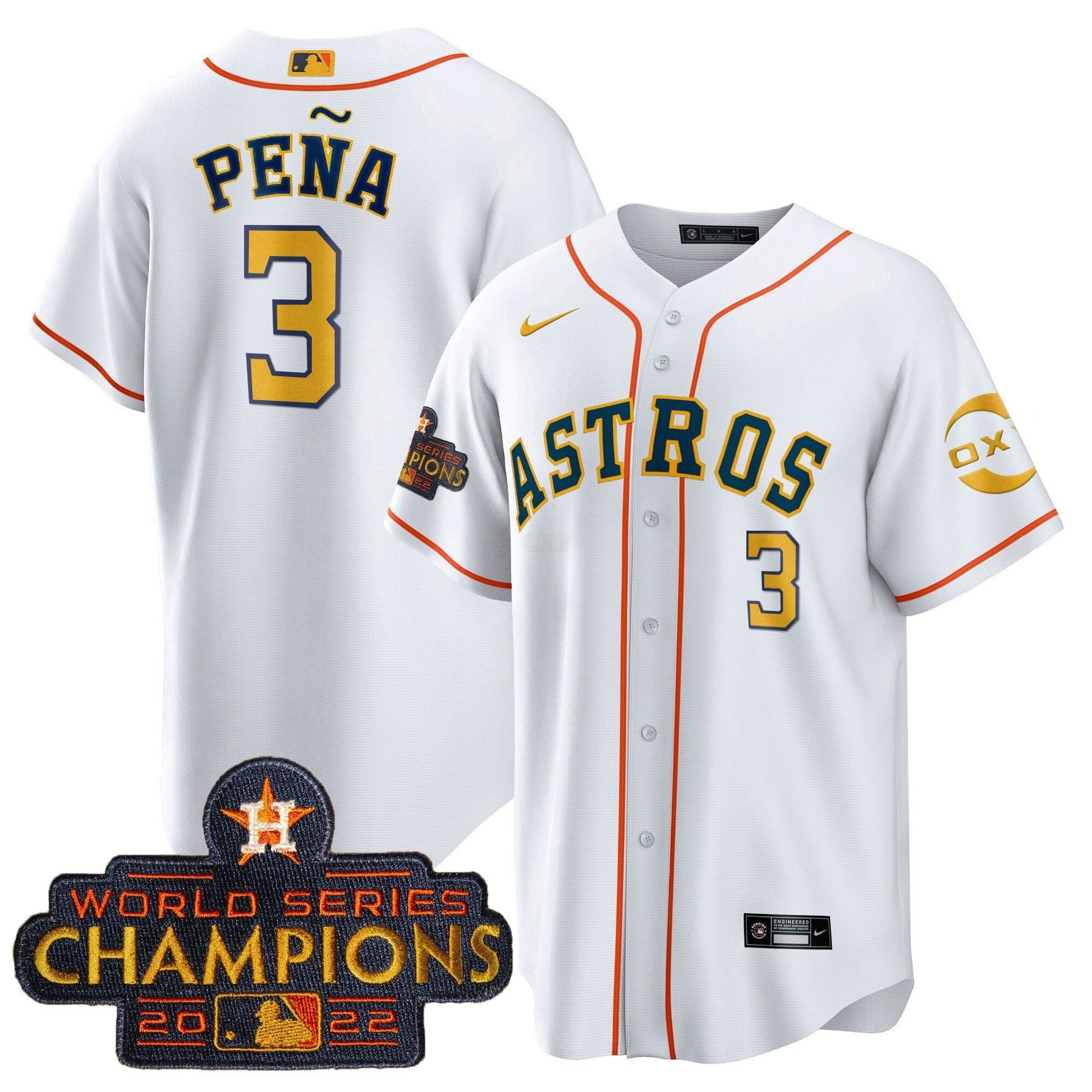 Camisa MLB Jeremy Pena Houston 2023 Gold Rush Oxy Jersey