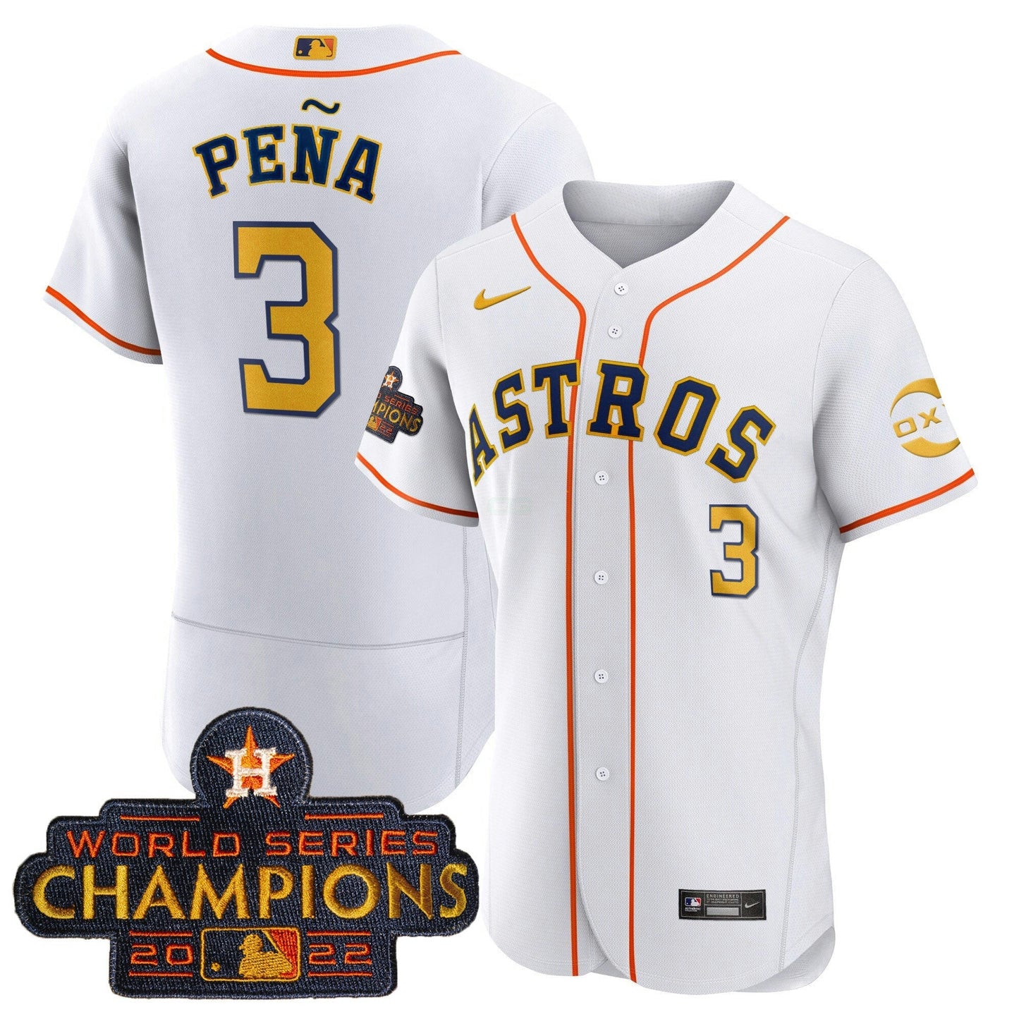 Camisa MLB Jeremy Pena Houston 2023 Gold Rush Oxy Jersey