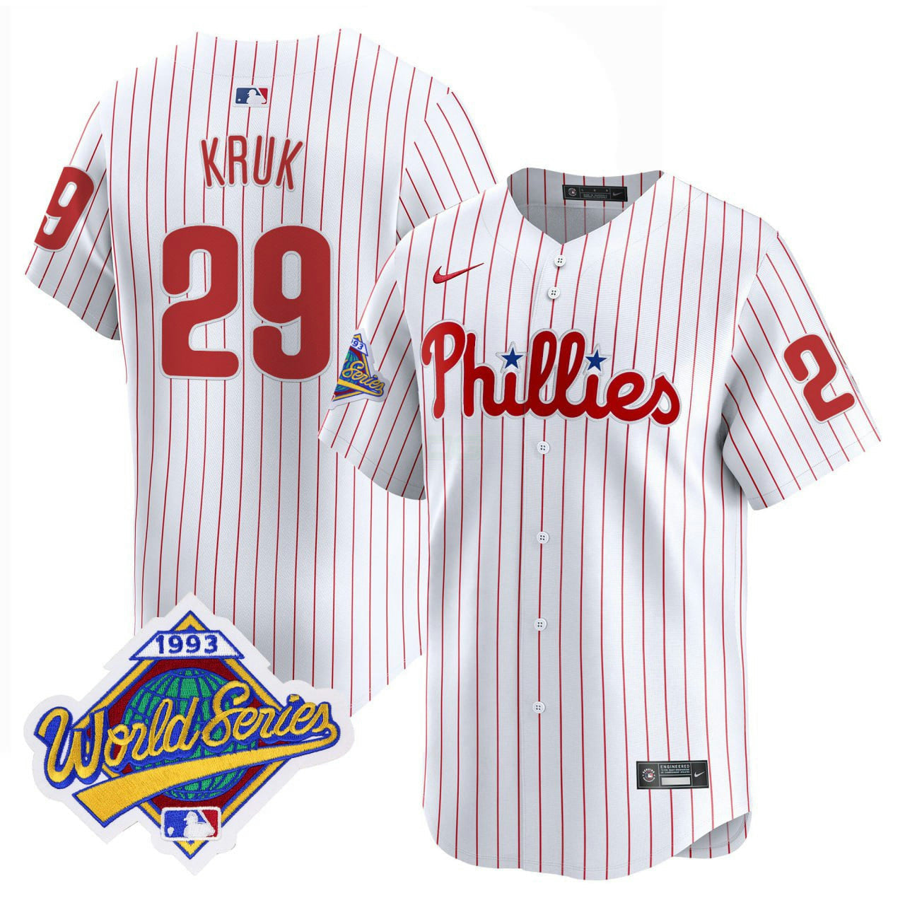 Camisa MLB John Kruk Philadelphia Pinstripe 1993 World Series Vapor Jersey - John Kruk