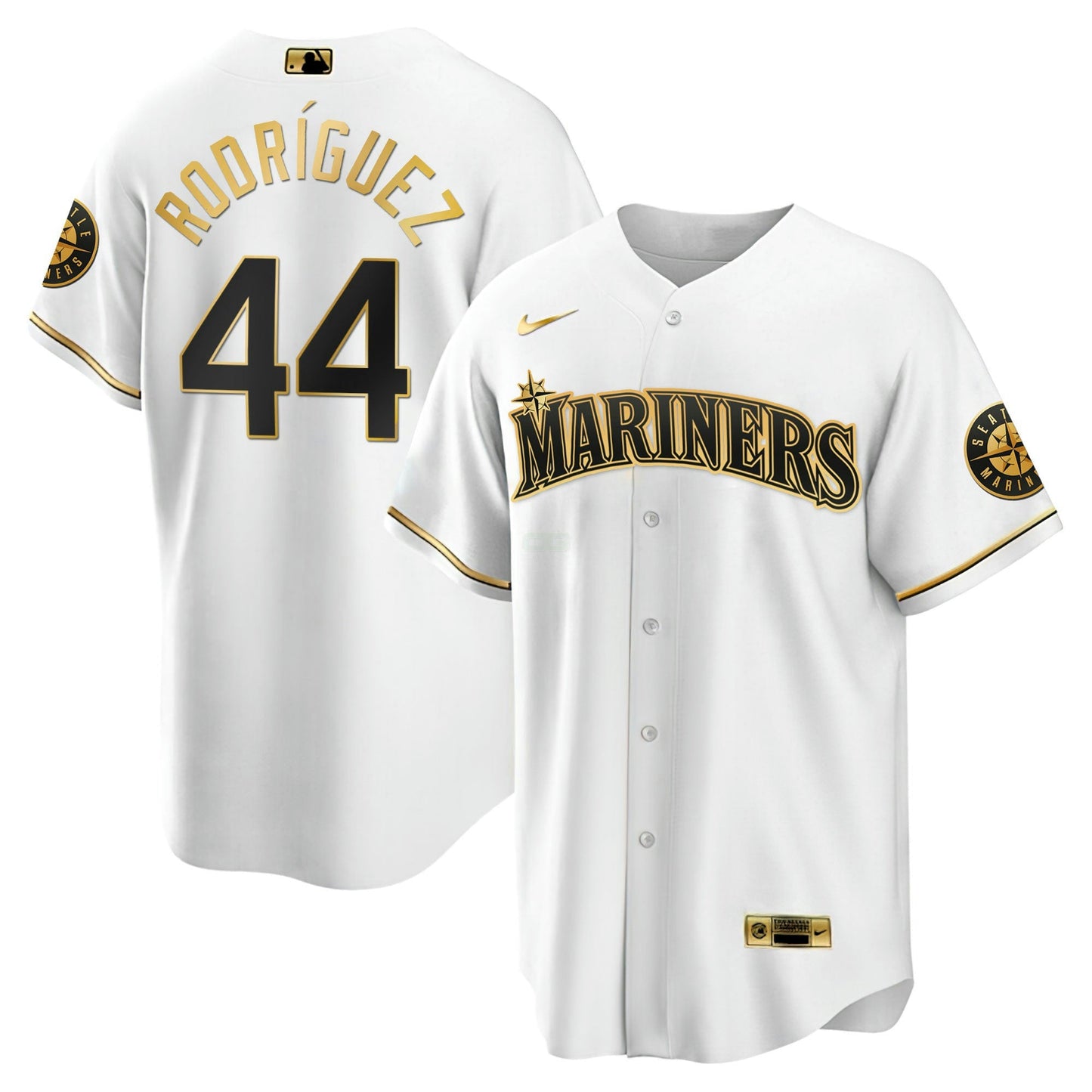 Camisa MLB Julio Rodriguez Seattle Branca Dourada & Preta Dourada Jersey