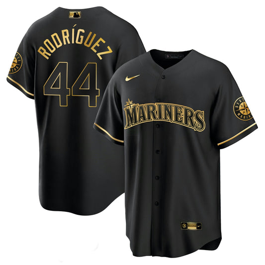 Camisa MLB Julio Rodriguez Seattle Branca Dourada & Preta Dourada Jersey
