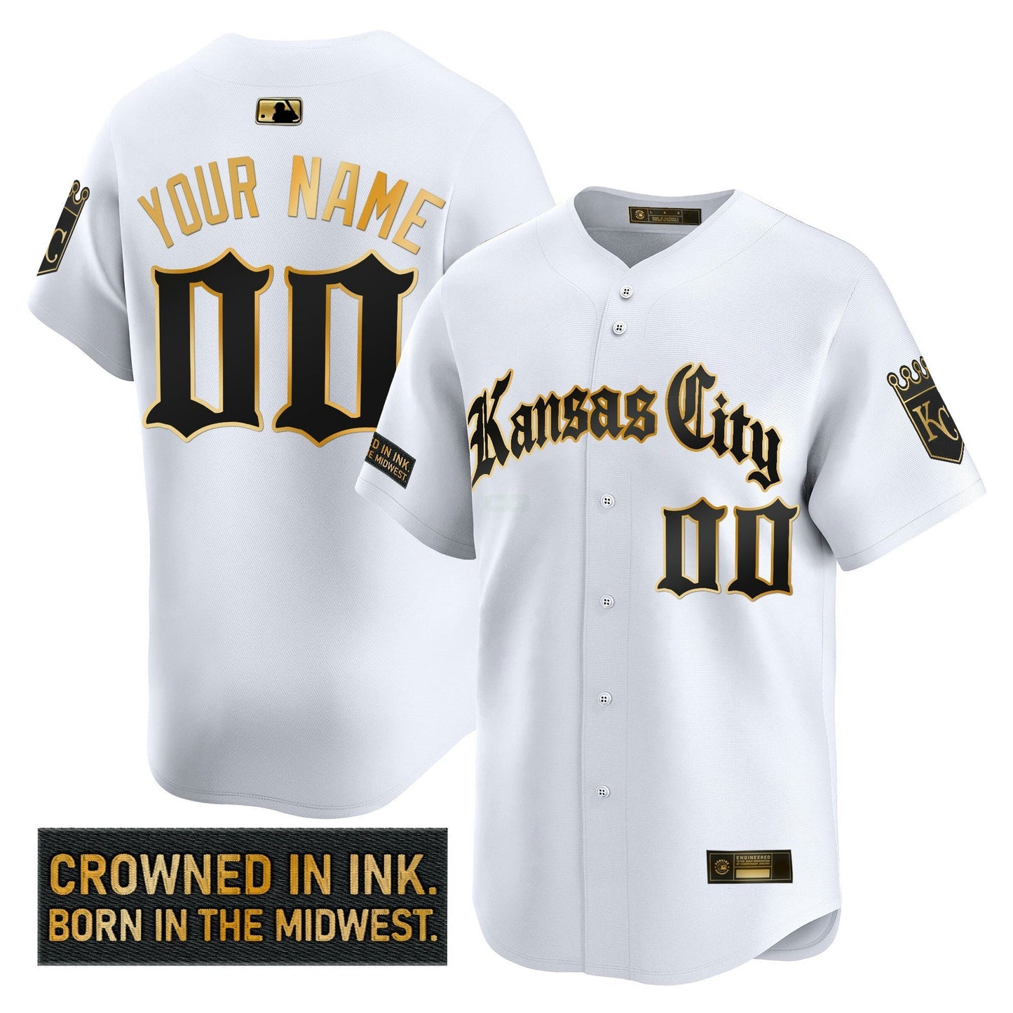 Camisa MLB Kansas City ‘Gothic Crown Edition’ Dourada Vapor Premier Limited Jersey