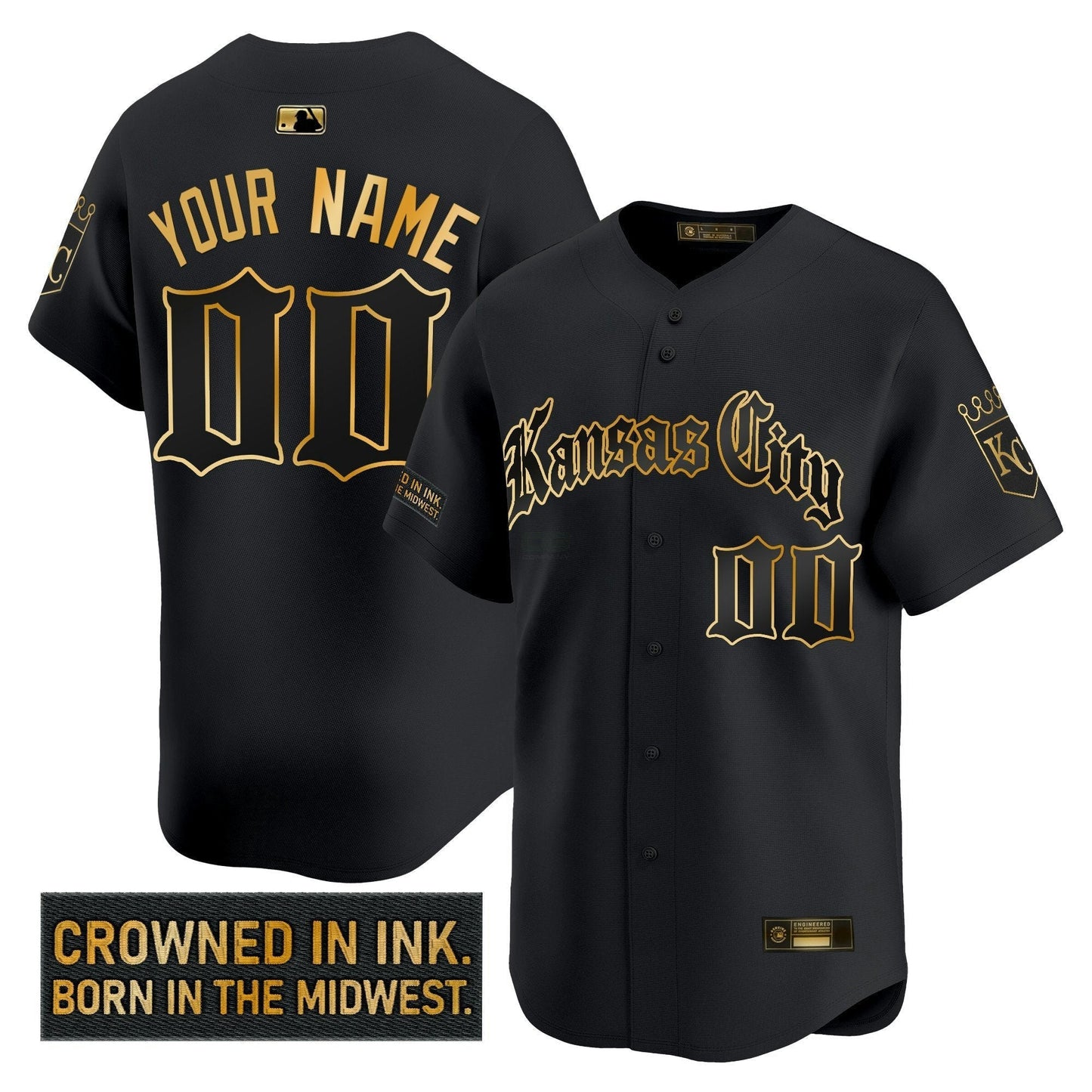 Camisa MLB Kansas City ‘Gothic Crown Edition’ Dourada Vapor Premier Limited Jersey