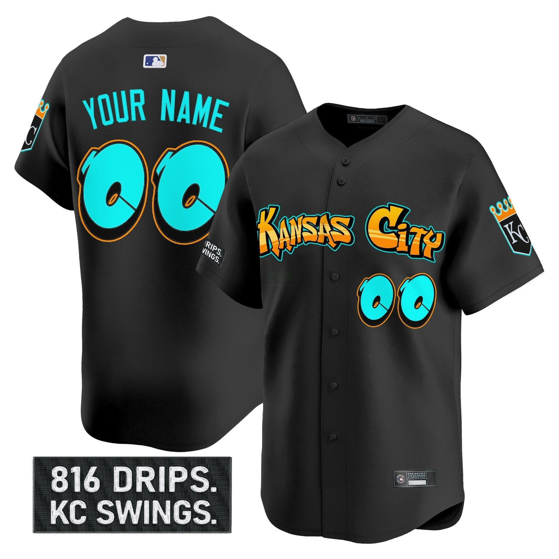 Camisa MLB Kansas City ‘Graffiti Crown Drop Edition’ Vapor Premier Limited Jersey