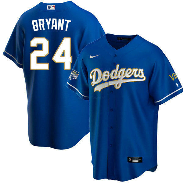 Camisa MLB Los Angeles 2020 Championship Gold Trim Cool Base Azul Marinho Jersey