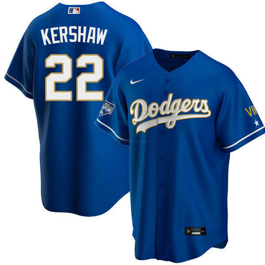 Camisa MLB Los Angeles 2020 Championship Gold Trim Cool Base Azul Marinho Jersey