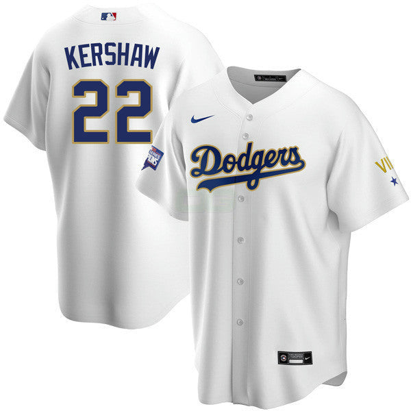 Camisa MLB Los Angeles 2020 Championship Gold Trim Cool Base Branca Jersey