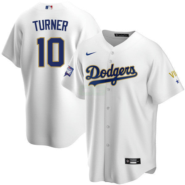 Camisa MLB Los Angeles 2020 Championship Gold Trim Cool Base Branca Jersey