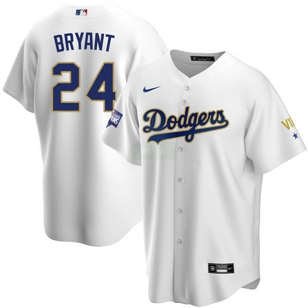 Camisa MLB Los Angeles 2020 Championship Gold Trim Cool Base Branca Jersey