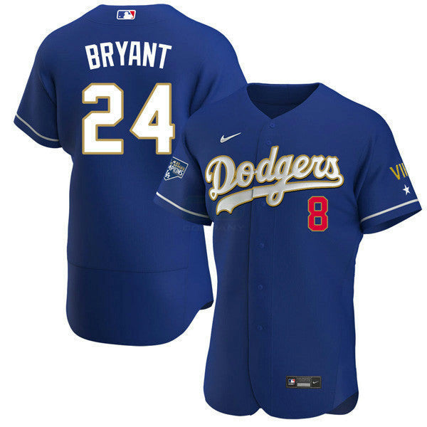 Camisa MLB Los Angeles 2020 Championship Gold Trim Flex Base Azul Marinho Jersey