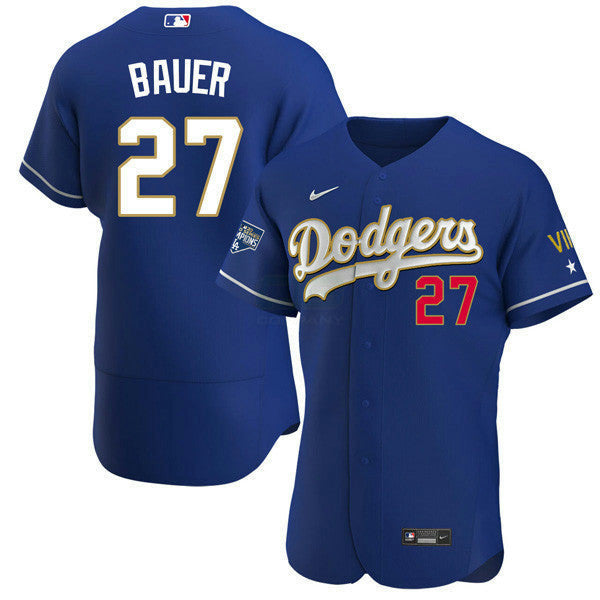 Camisa MLB Los Angeles 2020 Championship Gold Trim Flex Base Azul Marinho Jersey