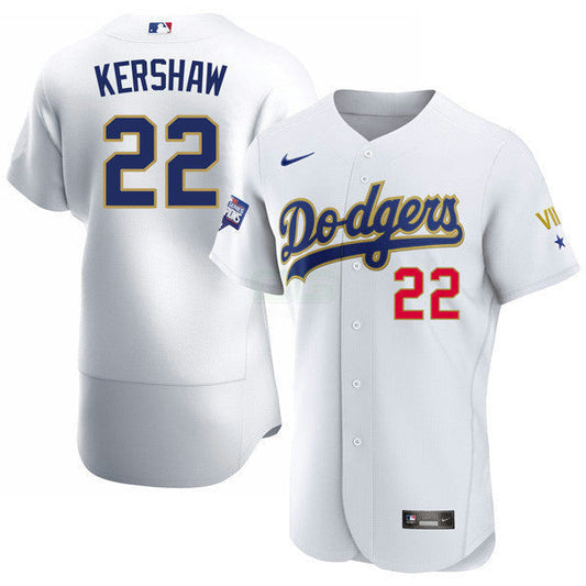 Camisa MLB Los Angeles 2020 Championship Gold Trim Flex Base Branca Jersey