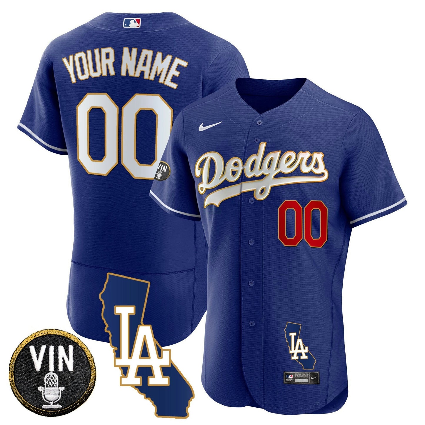 Camisa MLB Los Angeles California Patch Dourada Trim Flex Base Jersey