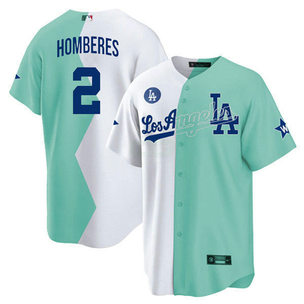 Camisa MLB Los Angeles Cool Base Branca Verde 2022 MLB All-Star Celebrity Softball Game Split Jersey