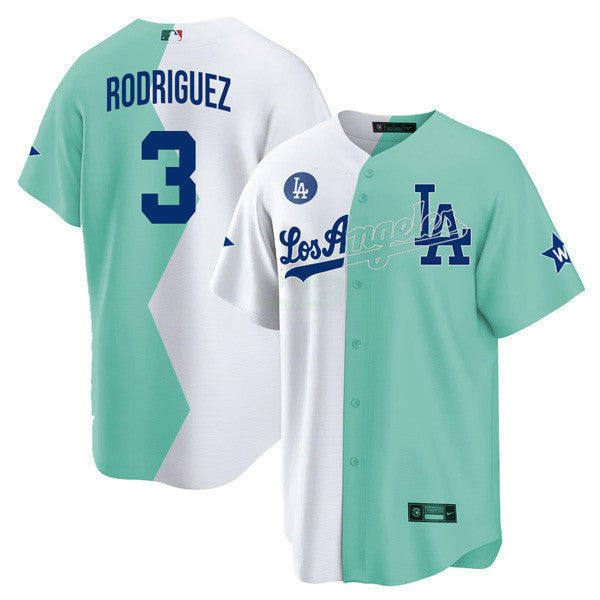 Camisa MLB Los Angeles Cool Base Branca Verde 2022 MLB All-Star Celebrity Softball Game Split Jersey