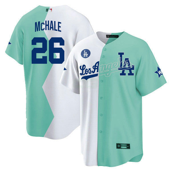 Camisa MLB Los Angeles Cool Base Branca Verde 2022 MLB All-Star Celebrity Softball Game Split Jersey