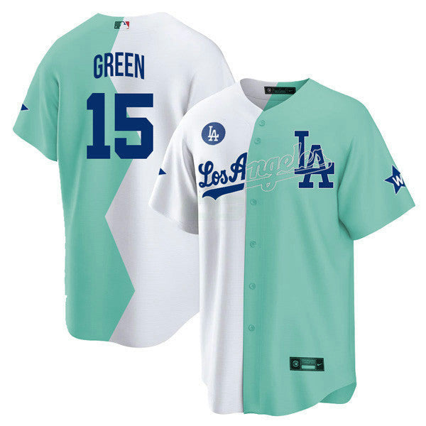 Camisa MLB Los Angeles Cool Base Branca Verde 2022 MLB All-Star Celebrity Softball Game Split Jersey