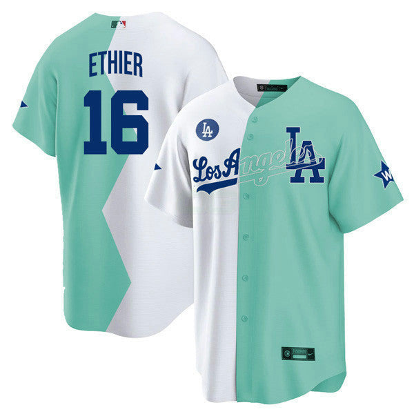 Camisa MLB Los Angeles Cool Base Branca Verde 2022 MLB All-Star Celebrity Softball Game Split Jersey