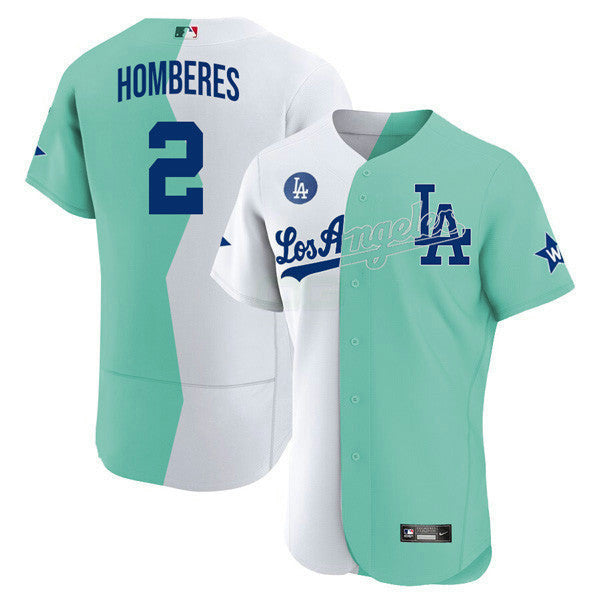 Camisa MLB Los Angeles Flex Base Branca Verde 2022 MLB All-Star Celebrity Softball Game Split Jersey