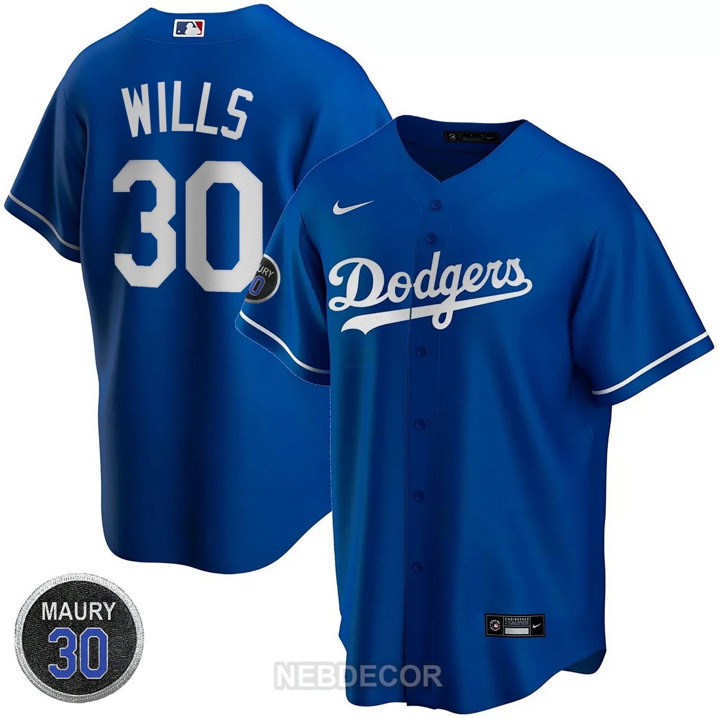 Camisa MLB Los Angeles Maury Wills Patch Jersey Collection